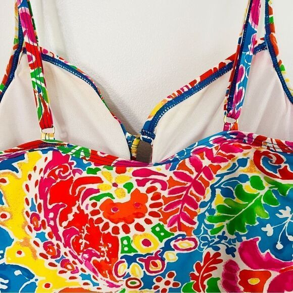Lauren Ralph Lauren Vibrant Floral Swimsuit One Piece Ruched Rare Print 10 - Picture 3 of 6